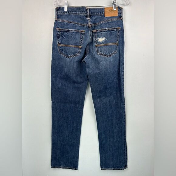 Abercrombie & Fitch Jeans Slim Straight Distressed Dark Wash Men’s Sz 31 x 32 - Picture 2 of 16